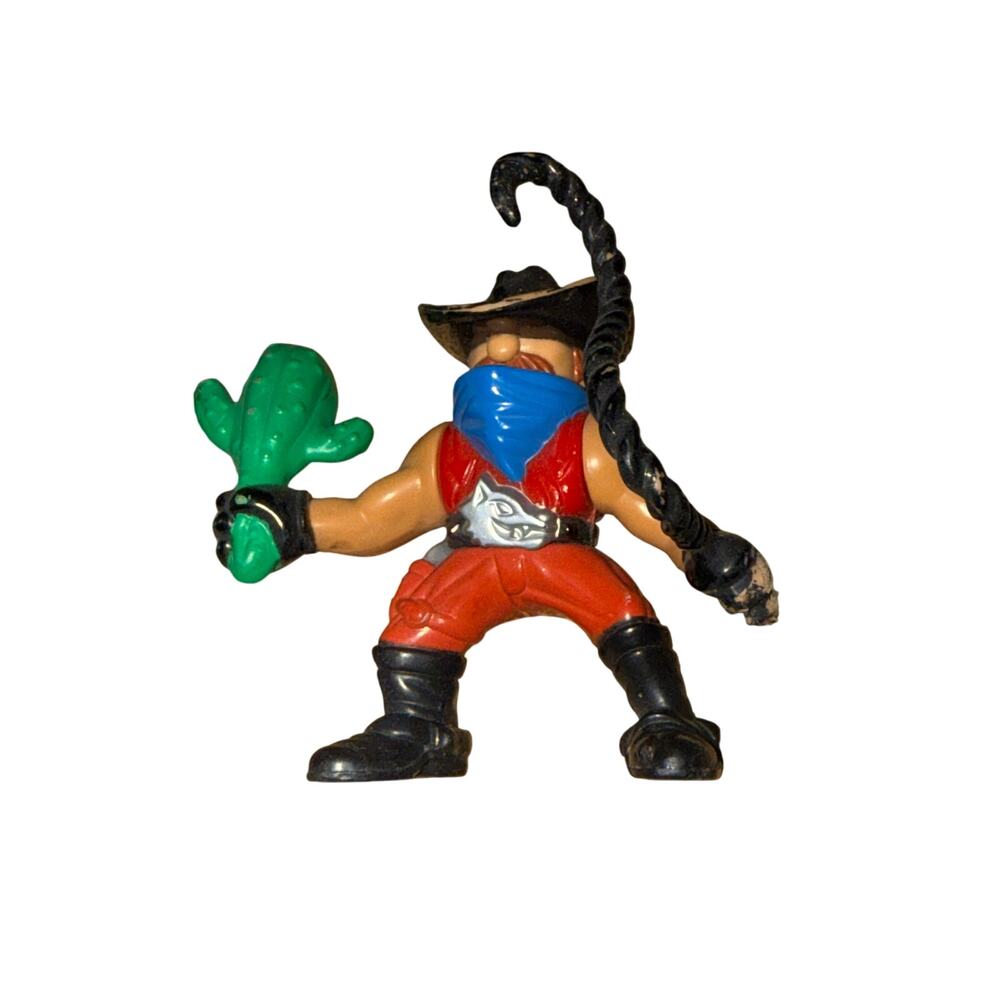 Vtg 1996 Fisher-Price Great Adventures Outlaw Cowboy Figure Green Cactus Rope